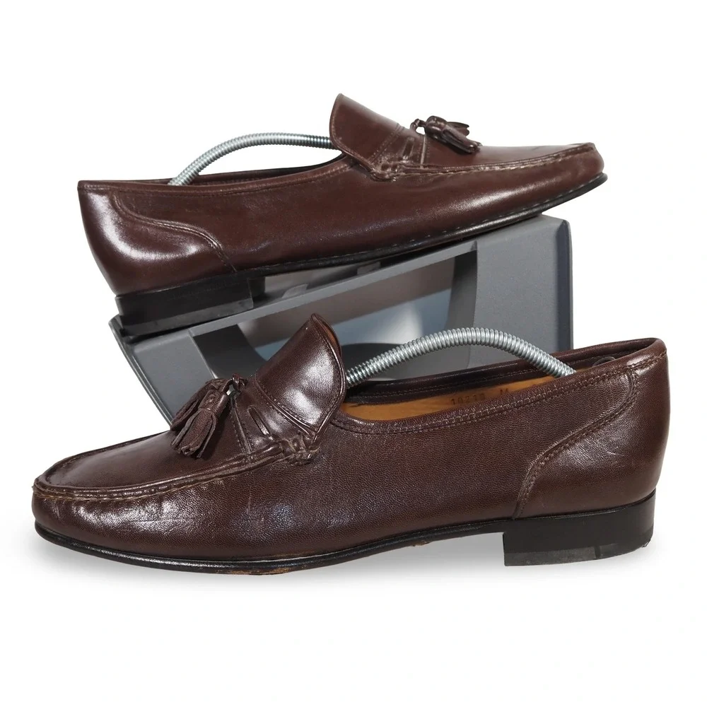 Bruno Magli Braxton Italian Leather Tassel Loafers Mens 9M Dark Brown 10210